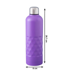 Kuber Industries Pack of 5 Vacuum Insulated Water Bottle | Stainless Steel Sipper Bottle with Handle | Hot & Cold Water Bottle | Leakproof, BPA Free, Rustproof | 750 ML | Purple