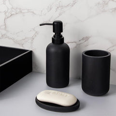 Heart Home Premium 4-Piece Bathroom Accessories Set | Soap Dish | Liquid Soap Dispenser (200ml) | Tumbler | Tray | Moisture Resistant | Scratch Proof | Black
