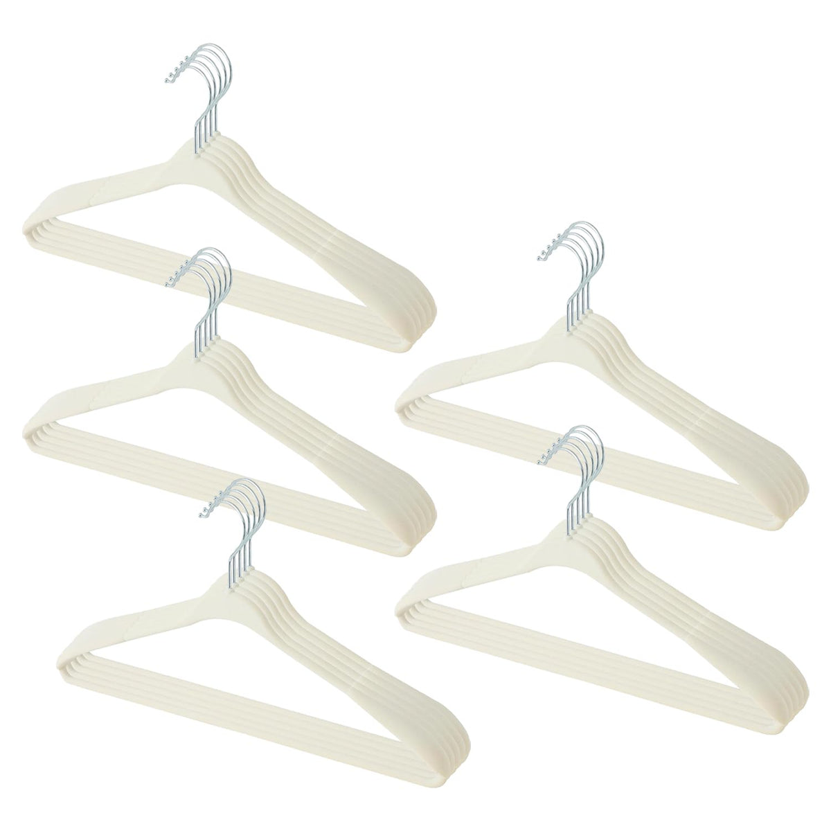 Kuber IndustriesVelvet Cloth Hanger Set of 25 With Chromed Plated Steel Hook (White)