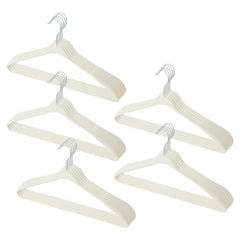 Kuber IndustriesVelvet Cloth Hanger Set of 25 With Chromed Plated Steel Hook (White)