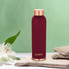 Kuber Industries Copper Water Bottle | BPA Free, Non Toxic | Leakproof, Durable & Lightweight | with Added Health Benefits of Copper | Ergonomic Design & Easy to Clean | Maroon| 950 ml (Pack of 4)