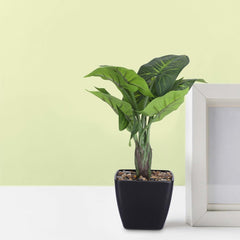 Kuber Industries Artificial Plants for Home Décor|Natural Looking Indoor Fake Plants with Pot|Artificial Flowers for Decoration-Pack of 6 (Green)