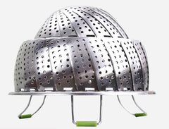 Homestic Stainless Steel Vegetable Steam Cooker | Double Layer | Foldable Baby Food Steamer For Vegetable Cooking | Rust & Stain Resistant | 9"- 23cm & 11" - 27.3cm | Fit Various Size Pots