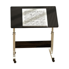 Heart Home Space-Saving Wooden Oblong Foldable Table with Tablemate Finish with Wheels | Portable & Manual Height Adjustable Laptop Tables for Work from Home | 80480BLK-Black & Grey