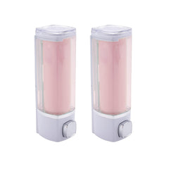 Kuber Industries Manual Shampoo & Soap Dispenser | Wall Mounted | Soap Dispenser for Kitchen & Bathroom | Refillable, Lightweight & Durable | Easy to Clean |Pink- 250 ml (Pack of 2)