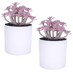 Kuber Industries Artificial Plants for Home Décor|Natural Looking Indoor Fake Plants with Pot|Artificial Flowers for Decoration-Pack of 2 (Lavender)