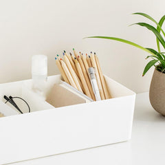 Urbane Home Cloth Storage Box 4 GridDrawer Divider|Wardrobe Organizer For clothes (White)