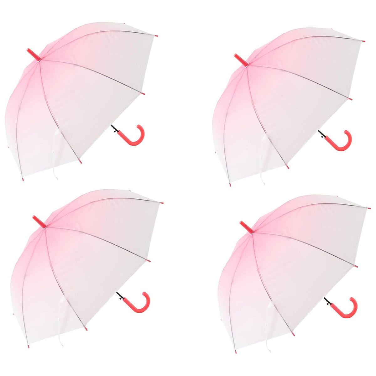Kuber Industries Transparent Umbrella For Men & Women|Automatic Umbrella For Rain-Pack of 4 (Pink)