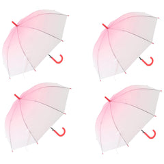 Kuber Industries Transparent Umbrella For Men & Women|Automatic Umbrella For Rain-Pack of 4 (Pink)