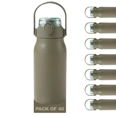 Kuber Industries Insulated Stainless Steel Bottle 1 Litre with Sipper Lid-Double Wall | Leak Proof |Rust Proof|Keeps Drinks Hot/Cold for 6-12 Hours|Flip Up Handle|Easy to Carry (Pack of 40, Green)