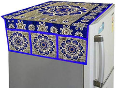 Kuber Industries Cloth 3 Pieces Fridge Mat, 1 Piece Handle Cover and 1 Pieces Fridge Top Cover (Multi)-CTKTC2762