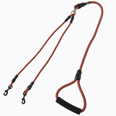 Kuber Industries Double Coupler Dog Leash|Double Dog Leash|Premium PP Fabric|Durable Metal Hooks|360? Swivel, No Tangle Design|PDMGL-030-145| Soft Padded Handle for Comfortable Grip |Coffee