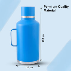 Kuber Industries Pack of 5 Vacuum Insulated Water Bottle | Stainless Steel Water Bottle with Handle | Hot & Cold Water Bottle | Leakproof, BPA Free, Rustproof | 2000 ML | Blue