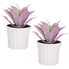 Kuber Industries Artificial Plants for Home Décor|Natural Looking Indoor Fake Plants with Pot|Artificial Flowers for Decoration-Pack of 2 (Lavender)