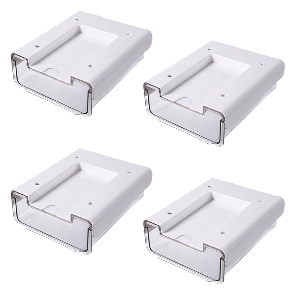Kuber Industries Bottom Layer Large Drawer Storage Box|Plastic Cabinet Box For Storage|Pack of 4|White