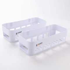 Kuber Industries Pack of 4 Bathroom & Kitchen Organizer PP|Durable & Non-Toxic|Self-Adhesive|Drainage Holes|Multipurpose Set of Storage Racks & Shelves|Set of 2|A50532|White