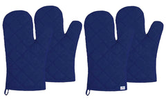 Heart Home Cotton Microwave Oven Gloves, Set of 4 (Blue)-HS43HEARTH26083