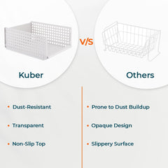 Kuber Industries Integrated Stacking Basket|Storage Organizer|Basket For Cosmetic, Fruits, Assesories|Pack of 2|White