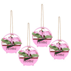 Kuber Industries Hanging Artificial Plants for Home D?cor|Natural Looking Indoor Fake Plants with Pot|Artificial Flowers for Decoration-Pack of 4 (Pink)
