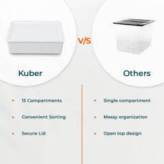 Kuber Industries Cloth Storage Box 15 Compartment with Lid|Wardrobe Organizer For clothes-Pack of 4 (White)