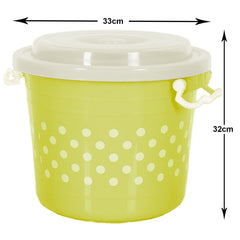 Heart Home Dot Printed Multiuses Plastic Kitchen & Pantry Storage Container with Lock Handle & Lid, 16 Liter (Green)-47HH01139