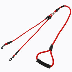 Kuber Industries 1 Double Hook Leash & 2 Dog Chest Harness with Nylon Leash I Strong Dog Rope Leash with Padded Handle | Adjustable Soft Padded and Breathable Dog Vest for Easy Control (Red, XL)