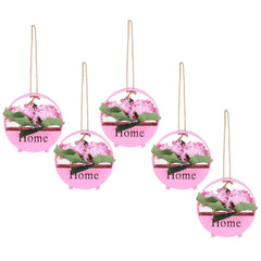 Kuber Industries Hanging Artificial Plants for Home D?cor|Natural Looking Indoor Fake Plants with Pot|Artificial Flowers for Decoration-Pack of 5 (Pink)