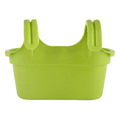 Kuber Industries Hanging Flower Pot|Double Hook Plant Container|Durable Plastic Glossy Finish Pots for Home|Balcony|Garden|12 Inch|Pack of 2 (Green)