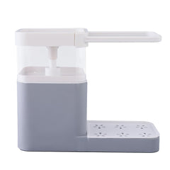 Urbane Home 3-in-1 Soap Dispenser (800ml) with Sponge Holder & Towel Rack | Multifunctional Kitchen Accessories Items for Home | Non-Fragile | Grey