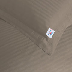 Heart Home Lining Design Cotton Double Bedsheet with 2 Pillow Covers, 90"x100" (Brown)-50HH01935