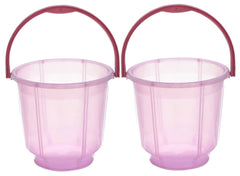 Heart Home Multipurposes Tranasparent Plastic Bucket For Bathing Home Cleaning & Storage Purpose, 13Ltr.- Pack of 2(Pink)-47HH01215