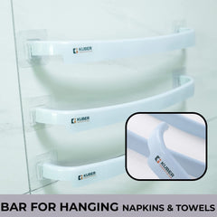 Kuber Industries Towel Hanger for Bathroom | Wall Mounted Cloth Hanger|Multipurpose Cloth & Napkin Holder | Self-Adhesive DIY Installation|Bathroom & Kitchen Organizer | Pack of 6 |Blue