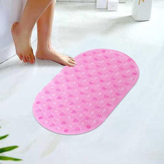 Homestic Bath Mat | PVC Bathroom Mat | Shower Bath Mat | Floor Tub Mat | Bathroom Oval Mud Mat | Anti-Skid Shower Bathroom Mat | Q-01C | Pink