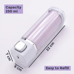 Urbane Home Manual Shampoo & Soap Dispenser | Wall Mounted | Soap Dispenser for Kitchen & Bathroom | Refillable, Lightweight & Durable | Easy to Clean |Purple