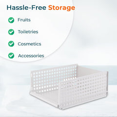 Kuber Industries Integrated Stacking Basket|Storage Organizer|Basket For Cosmetic, Fruits, Assesories|Pack of 2|White