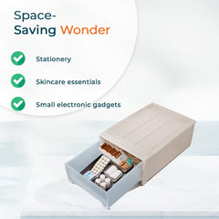 Kuber Industries Large Drawer/Cabinet Box|Plastic Desk Orgnizer|Storage Organizer For Cosmetic, Stationery,Small Items|Pack of 3|Pink|