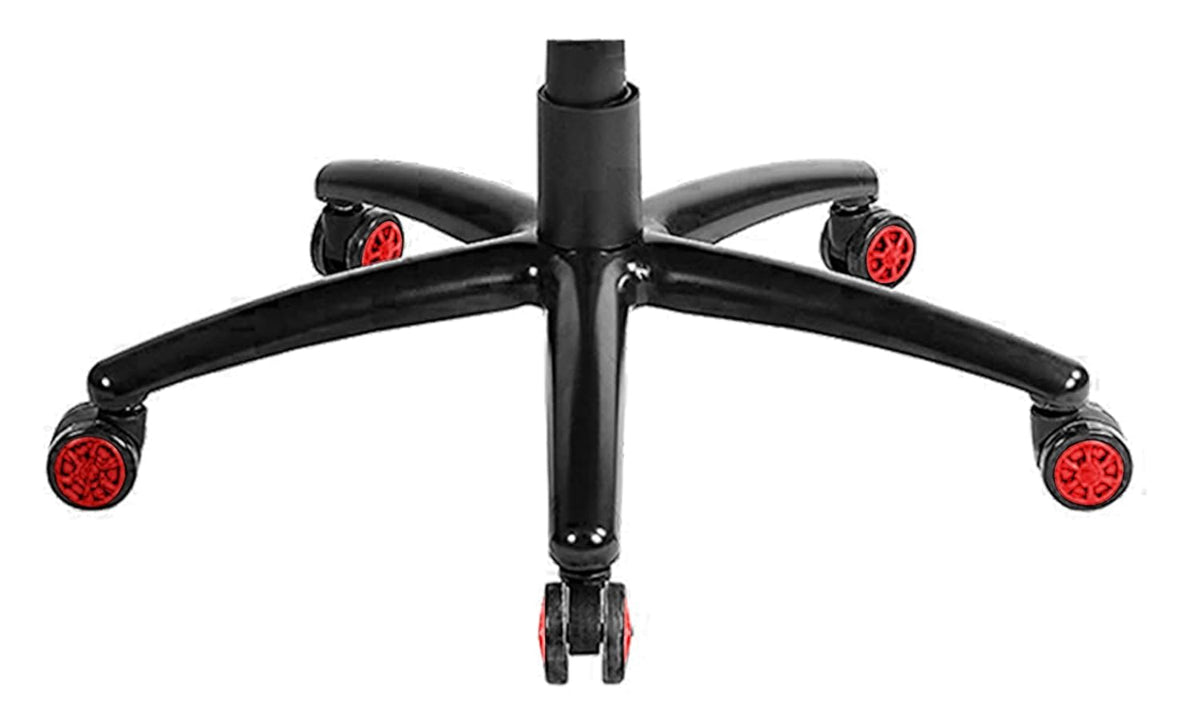 Kuber Industries Ergonomic Revolving Chair Base with Wheels | Office Rolling Chair Spare Parts | Alloy Steel Chair Base with Swivel Chair Wheels | Revolving Chair Leg with Casters | Black