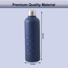 Kuber Industries Pack of 5 Vacuum Insulated Water Bottle | Stainless Steel Water Bottle | Hot & Cold Water Bottle | Leakproof, BPA Free, Rustproof | 750 ML | Dark Blue