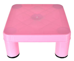 Kuber Industries Small Multipurposes Square Plastic Seating Stool/Patla, Pack of 2 (Pink)