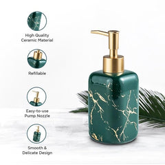 Kuber Industries Liquid Soap Dispenser | Handwash Soap Dispenser | Soap Dispenser for Wash Basin | Shampoo Dispenser Bottle | Bathroom Dispenser Bottle | Pack of 6 | 300 ml | Green
