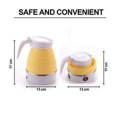 Homestic Foldable Electric Kettle 600 ML | Silicone Body With 304-Stainless Steel Base | Leak Proof Design | Multipurpose Portable Electric Kettle for Travel, Office & Home | 600W | Yellow