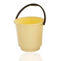 Kuber Industries Unbreakable Strong 6 Pieces Plastic Bathroom Bucket 16 LTR (Cream & Brown)-KUBMART11173