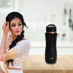 Kuber Industries Copper Water Bottle with Sipper | BPA Free & Non-Toxic | Leakproof, Durable & Lightweight | with Added Health Benefits of Copper |Easy to Clean | Maroon | Black (Pack of 3)