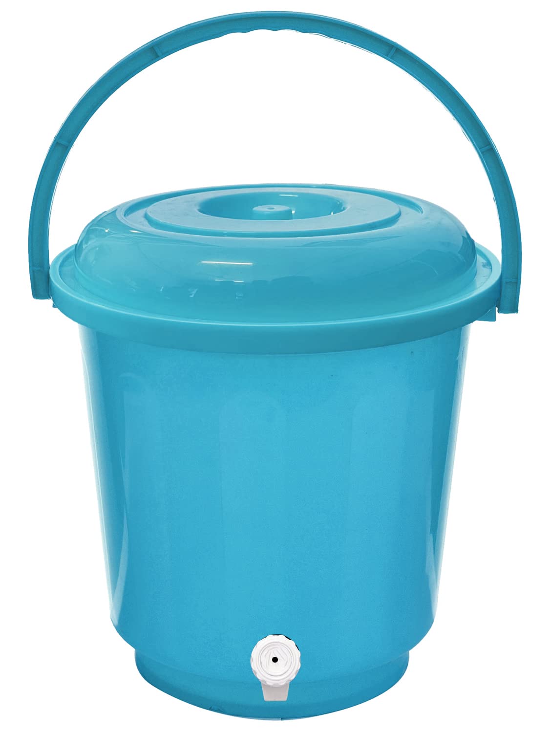 Kuber Industries Multipurposes Plastic Bucket with Lid & Tap System for Home Cleaning & Save Water, 18Ltr. (Blue)