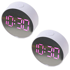Kuber Industries ABS Battery Oprated Loud Digital Alarm Clock|Desk, Table Clock|Alarm Clock for Heavy Sleepers-Pack of 2 (White)