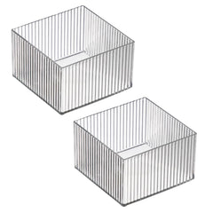 Kuber Industries Sqaure Cutlery/Cosmatic/Desk Organizer|Basket For Storage, Books, Toys-Pack of 2 (Transparent)
