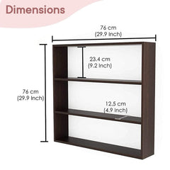 Kuber Industries Kitchen Wall Shelf|Wooden Handicraft Wall Mounted 3 Shelves for Kitchen|Multipurpose Storage Wall Shelf,30"X30" (Brown) (Pack of 2)