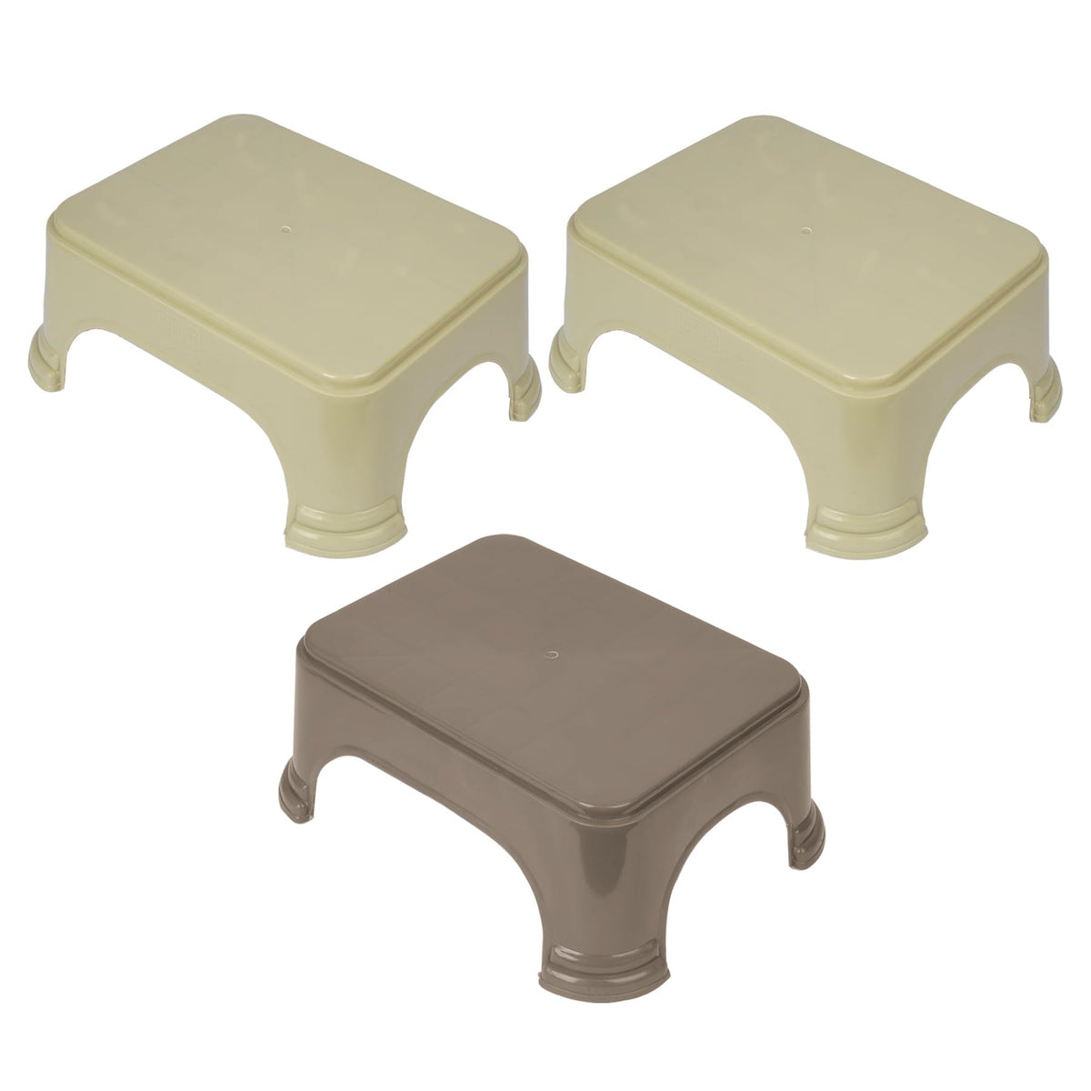 Kuber Industries Bathroom Stool | Bathroom Plain Square Stool | Plastic Stool For Bathroom | Stool for Kitchen | Bathroom Patla | Support Stool for Bathroom | P6 | Pack of 3 | Multi