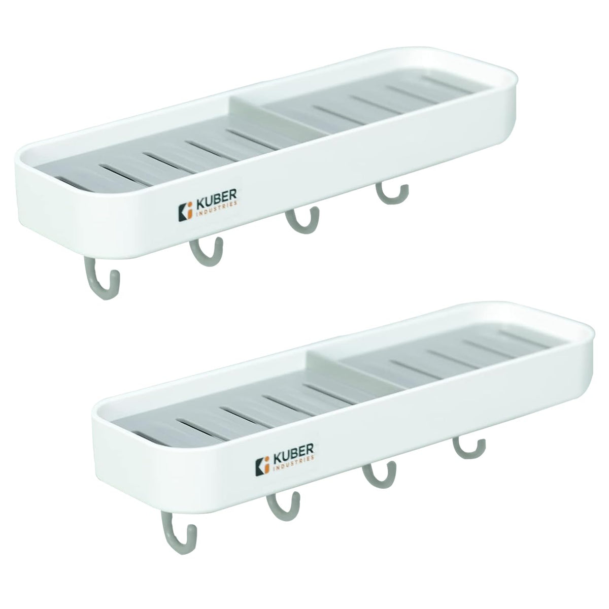 Kuber Industries Plastic Soap Dish with hooks|1322|Pack of 2|White