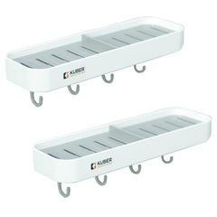 Kuber Industries Plastic Soap Dish with hooks|1322|Pack of 2|White